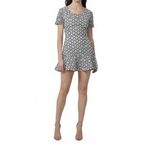 NEW GILNER FARRAR coreen dress in denim embroidery
